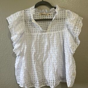 Liberty Love White Baby Doll Top; NEVER WORN! :)